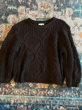Maurices Black Chunky Cable Knit Crewneck Sweater